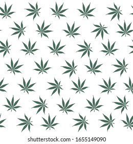 Patrón transparente con hoja de cannabis, patrón de bosquejo de marihuana. Ilustración vectorial vintage