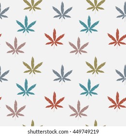 Seamless pattern with cannabis leaves.