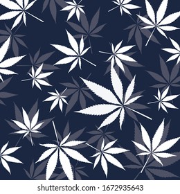 Seamless Pattern Cannabis Leaves Background Vector