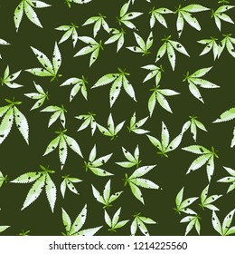 Seamless pattern. Cannabis leaves. Editable.