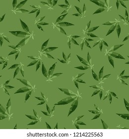 Seamless pattern. Cannabis leaves. Editable.