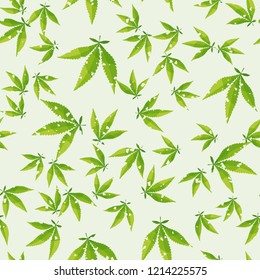 Seamless pattern. Cannabis leaves. Editable.
