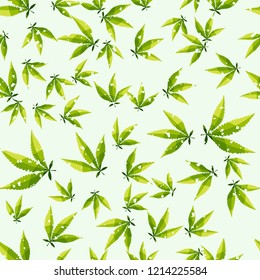 Seamless pattern. Cannabis leaves. Editable.