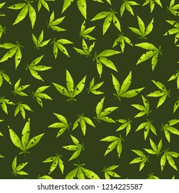 Seamless pattern. Cannabis leaves. Editable.