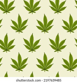 Patrón sin foco con hojas de cannabis. Ideal para telas, tejidos, papel para envolver.