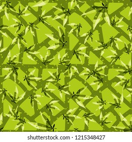 Seamless pattern. Cannabis leaves on the background of the lattice. Editable.