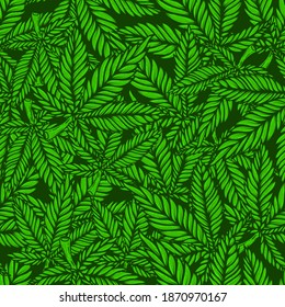 Seamless pattern with cannabis leaves. For poster,card, banner, flyer. Vector illustration