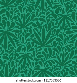 Seamless pattern with cannabis leaves. Retro 70s style vector illustration. Great for backgrounds, fabrics, wrapping paper, etc.