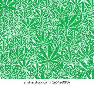 Seamless pattern with cannabis leaves. Retro 70s style vector illustration. Great for backgrounds, fabrics, wrapping paper, etc