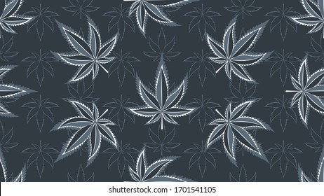 Seamless pattern with cannabis leaves. Cannabis, sativa, indica,marijuana. Vector Illustration background