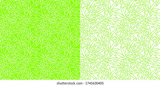 Seamless Pattern With Cannabis Leaves Vector Illustration.