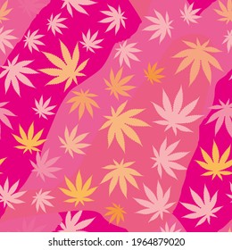 seamless pattern of cannabis leaves. Vector illustration for textile industry.