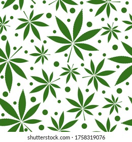 Seamless pattern with cannabis, marijuana leaves. Vector illustration.
