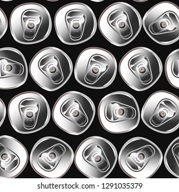 Seamless pattern cans. Vector cans caps 