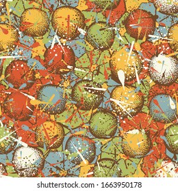 Seamless pattern. Canvas stained with blots and splashes. Chaotic pattern.