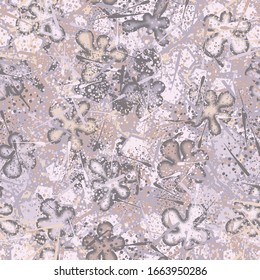 Seamless pattern. Canvas stained with blots and splashes. Chaotic pattern.