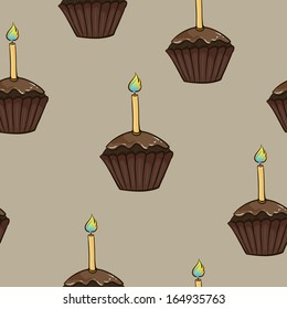 Seamless pattern with  cap-cake. Vector