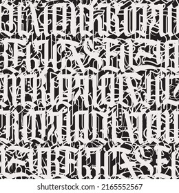 Patrón sin fisuras de letras góticas capitales. Fondo repetido con letras latinas medievales. Textura vectorial de letras del alfabeto inglés. Papel de escritorio, papel de embalaje, tela