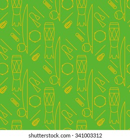 Seamless pattern with capoeira instruments in line style.Vector background