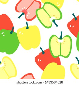 Seamless pattern with capsicum - red, yellow and green bell pepper. Modern flat design. Summer print with season food. 
