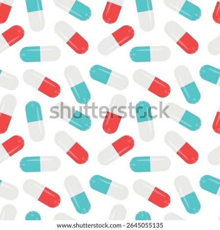 A seamless pattern with capsule pills. 