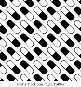 Seamless Pattern Of Capsule Pills Vector Art Illustration