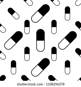Seamless Pattern Of Capsule Pills Vector Art Illustration