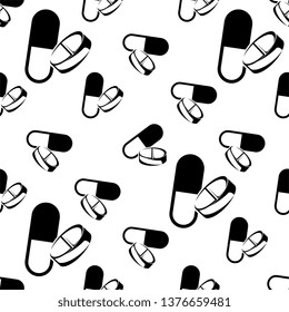 Seamless Pattern Of Capsule Pills Vector Art Illustration