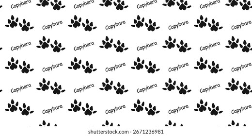 Seamless pattern. Capybara hind paws. Capybara paw print. Vector illustration.	