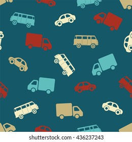 Seamless pattern - car, bus, truck