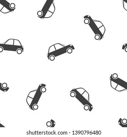 Seamless pattern with car on white background, vector illustration