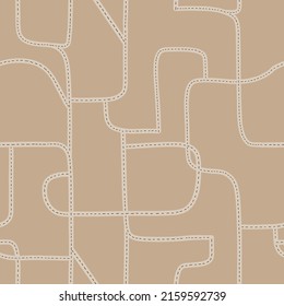 Seamless pattern with car roads on a beige background