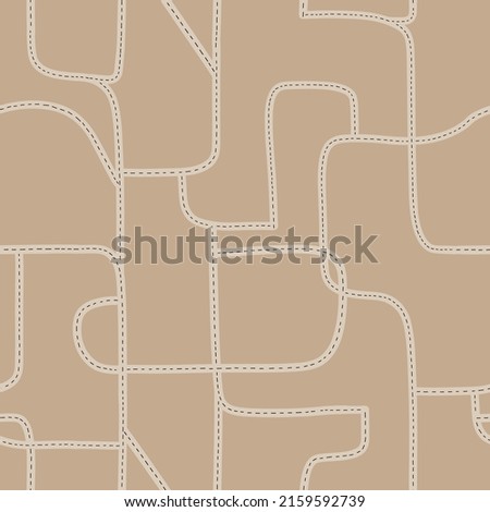 Seamless pattern with car roads on a beige background
