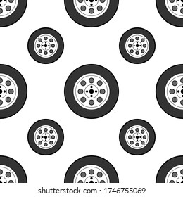 Seamless pattern with car stamped wheels
