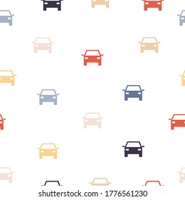 Seamless pattern car vector background. White background with colorful cute car seamless. Auto kids pattern print illustration.