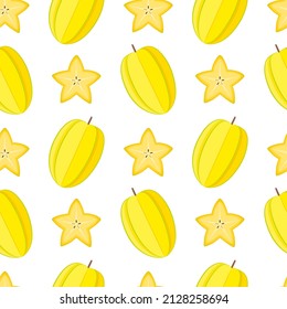 Seamless pattern with carambola (star fruit), vector illustration