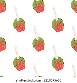 Seamless Pattern with Caramel Apples. Thanksgiving Day collection. Flat vector illustration. bells