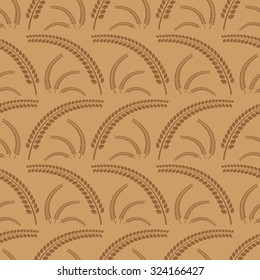 Seamless pattern with caramel brown spikelets