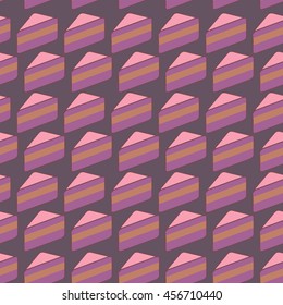 Seamless pattern card with cakes on dark gray background