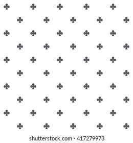 Seamless pattern of the card clubs or clover symbols on a white background.