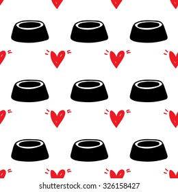 Seamless pattern for card, paper, scrapbook, wrapping, backdrop,texture. Pet background with red hears Vector illustration eps 10