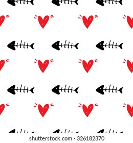 Seamless pattern for card, paper, scrapbook, wrapping, backdrop,texture. Pet background with red hears Vector illustration eps 10