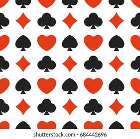 Seamless pattern with card suit (hearts, diamonds, spades, clubs). Vector background