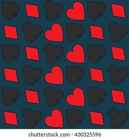 Seamless pattern of card suits.