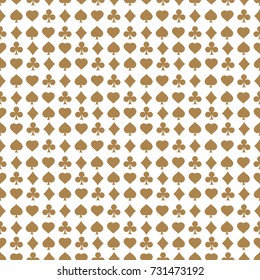 Seamless pattern with card suits. Endless background of hearts, diamonds, clubs, spades for design. Can be used for textiles, interior design, website background.