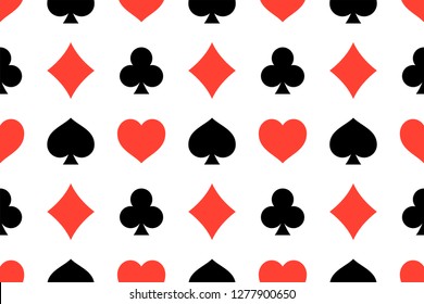 Seamless pattern with card suits. isolated on white backgrounds