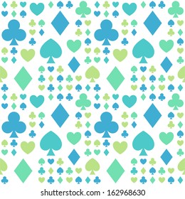 Seamless pattern with card suits for textiles, interior design, for book design, website background.