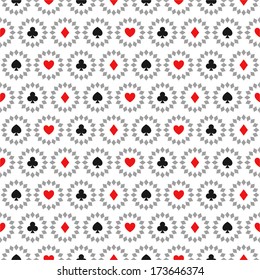 Seamless pattern with card suits for textiles, interior design, for book design, website background.