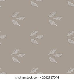 Seamless pattern cardamom on light background. Cute plant sketch ornament. Geometrical texture template for fabric. Design vector illustration.