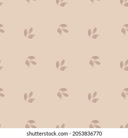 Seamless pattern cardamom on pastel peach background. Cute plant sketch ornament. Geometrical texture template for fabric. Design vector illustration.